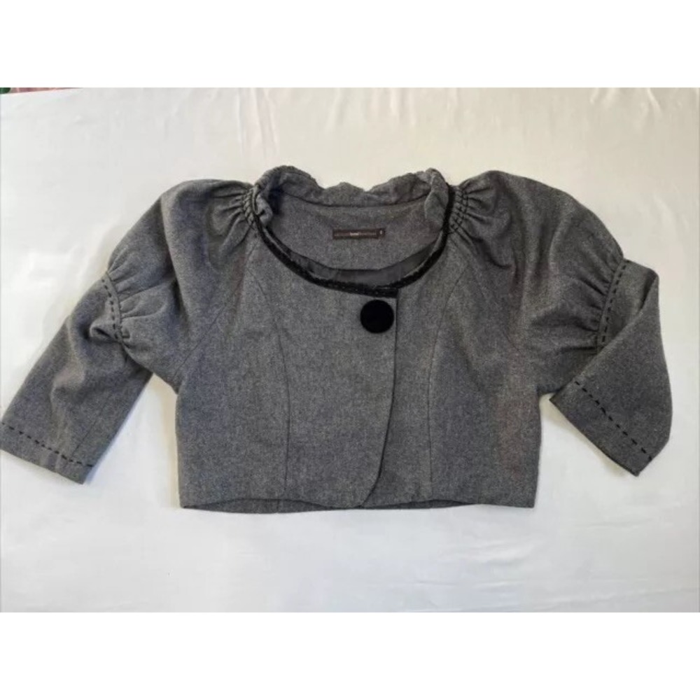 Hazel Wool Bolero Dolman Sleeve Jacket Layering Artsy Size Small Women's